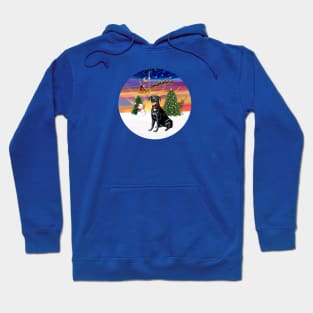 Santa's Sunset Take Off Featuring a Black Labrador Retriever Hoodie